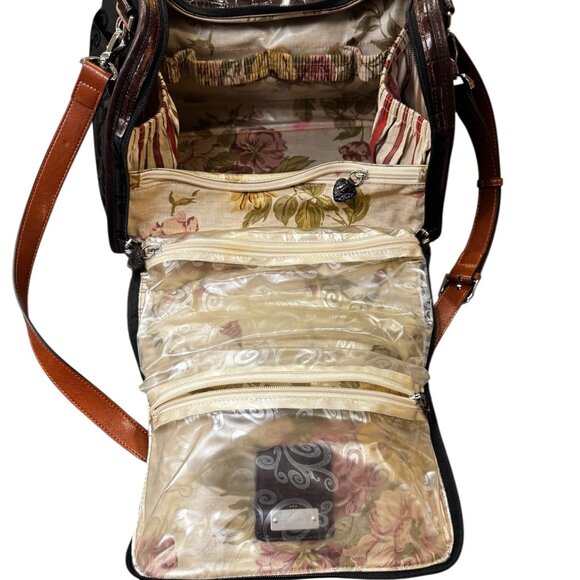 Brighton Lansky Croc-Embossed Leather Weekender Travel Duffle Bag - Picture 5 of 7